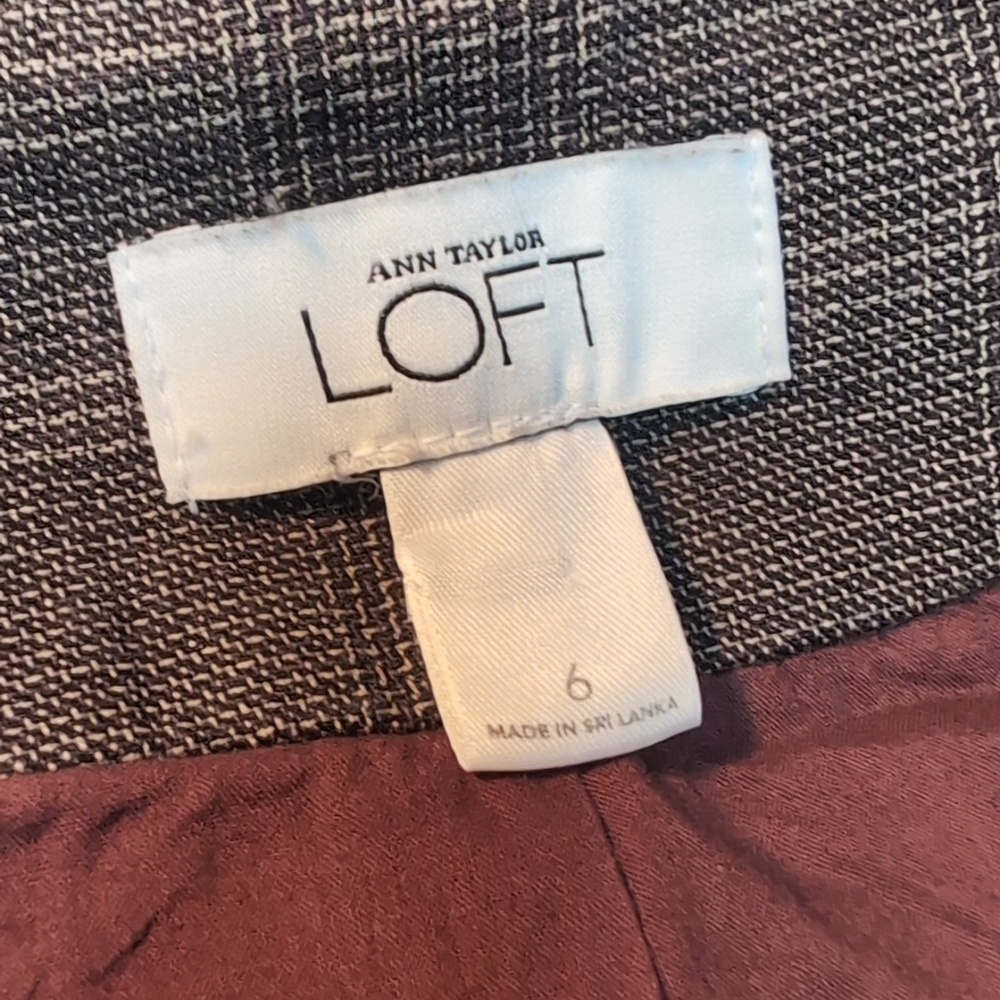 Anne Taylor LOFT Brown Tan Italian Tweed Belted Blazer Jacket SZ 6 - Picture 14 of 14